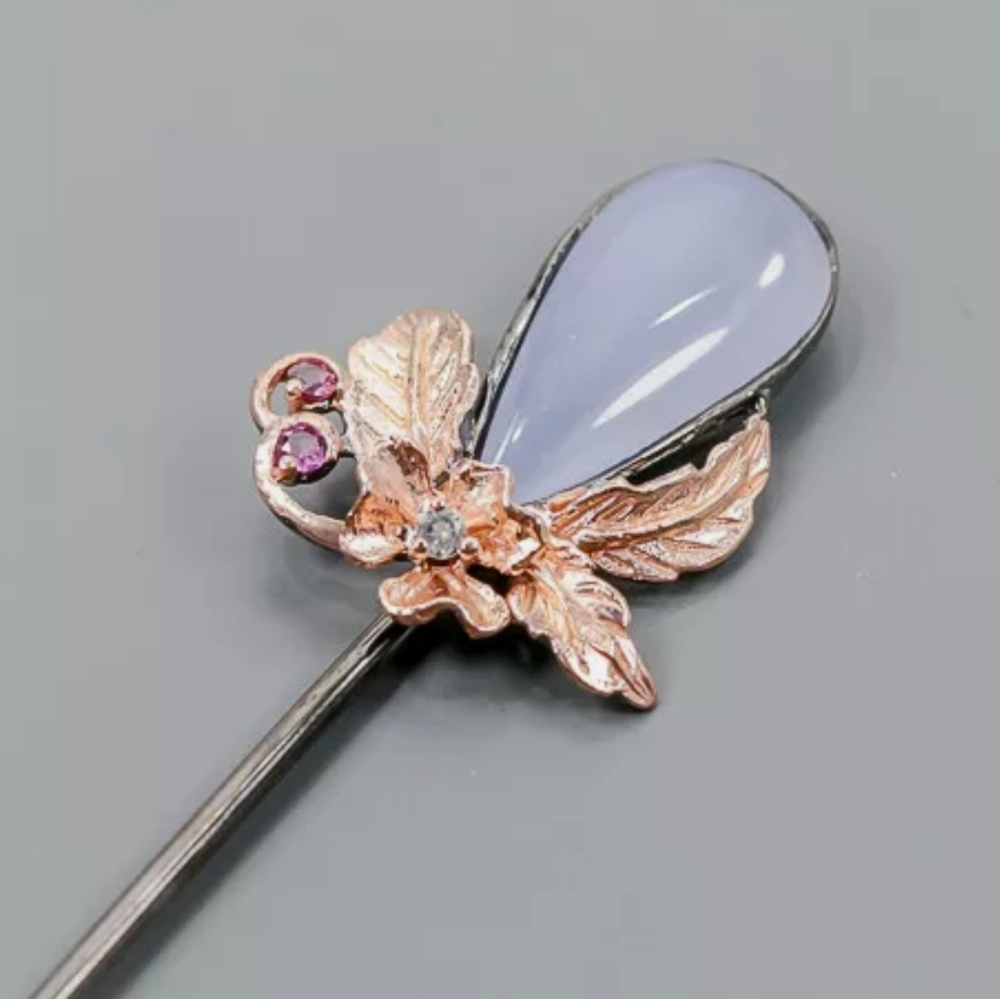 Beautiful blue chalcedony ruby Topaz large pin - Picture 2 of 8